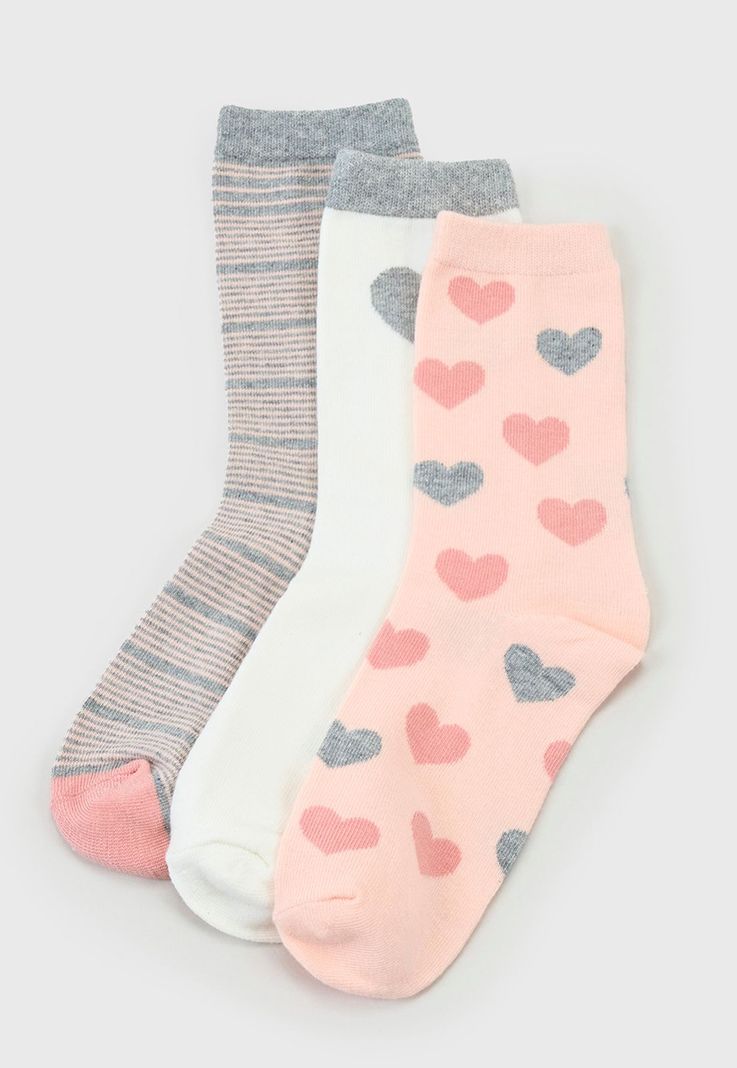 Calcetines Mujer Tripack Largos Mix Rosa/Blanco Corona-0