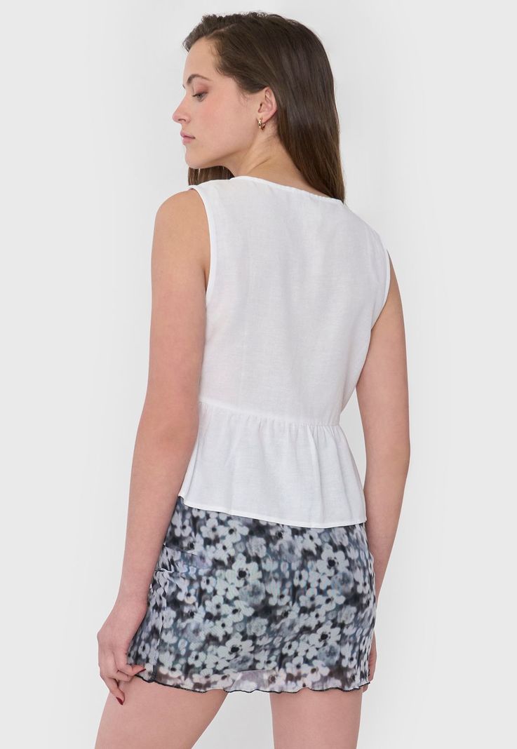 Blusa Mujer Amarras Sin Mangas Blanco Corona-1