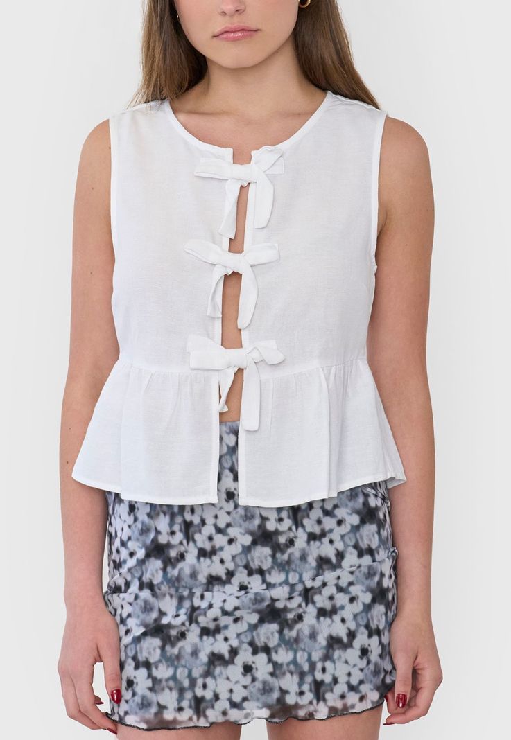 Blusa Mujer Amarras Sin Mangas Blanco Corona-2