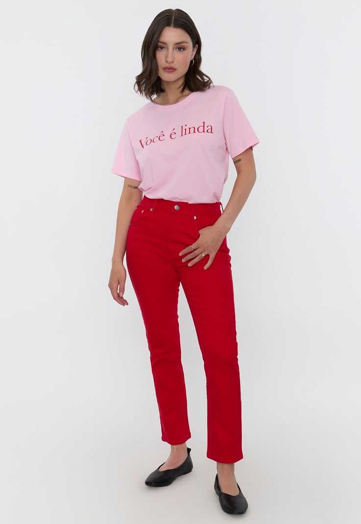 Jeans Mujer Straight Fit Boot Cut Rojo Corona-0
