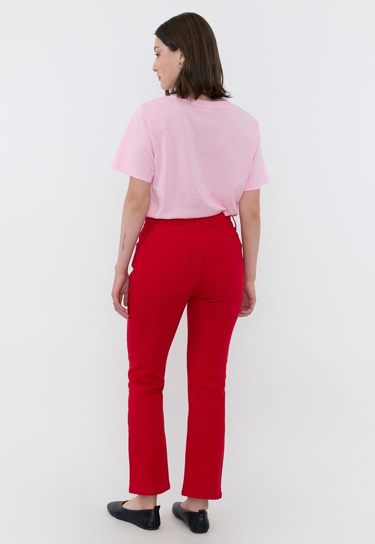Jeans Mujer Straight Fit Boot Cut Rojo Corona-2