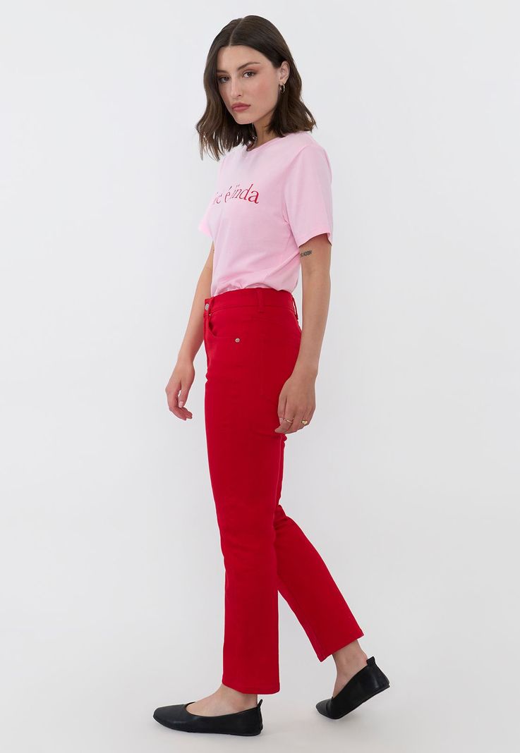 Jeans Mujer Straight Fit Boot Cut Rojo Corona-3