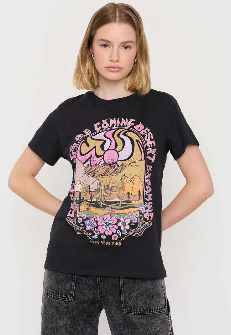Polera Mujer Fun Oversize Negro Free Corona-0