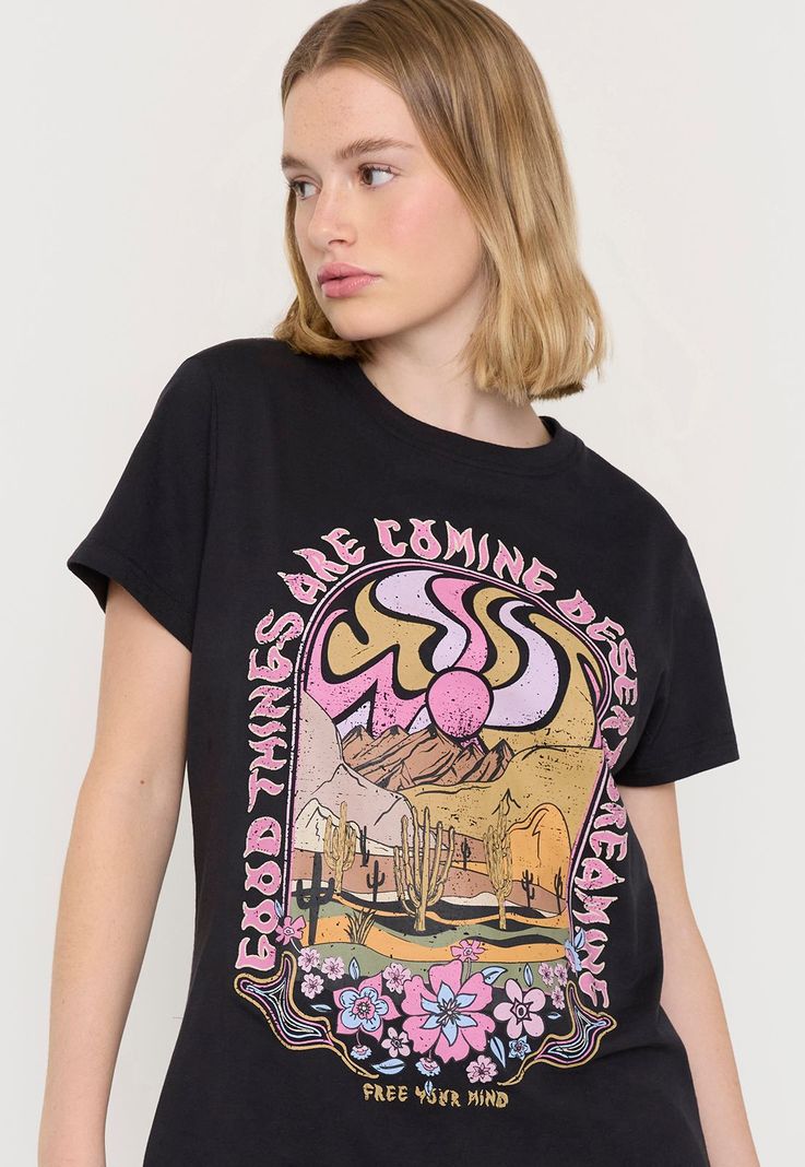 Polera Mujer Fun Oversize Negro Free Corona-2