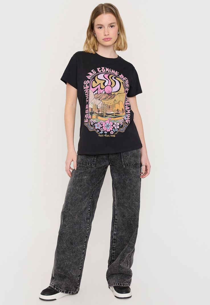 Polera Mujer Fun Oversize Negro Free Corona-3