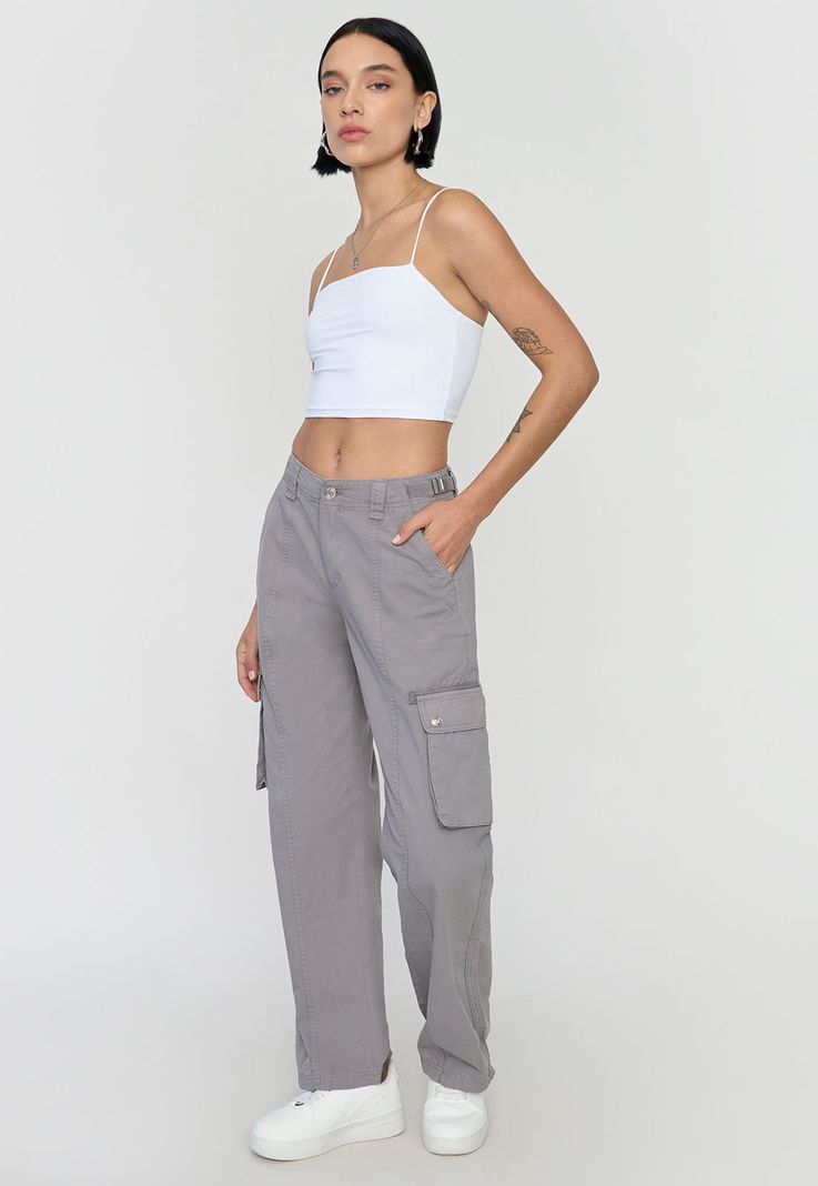Pantalón Mujer Cargo Ajustable Verde Gris Claro Corona-0