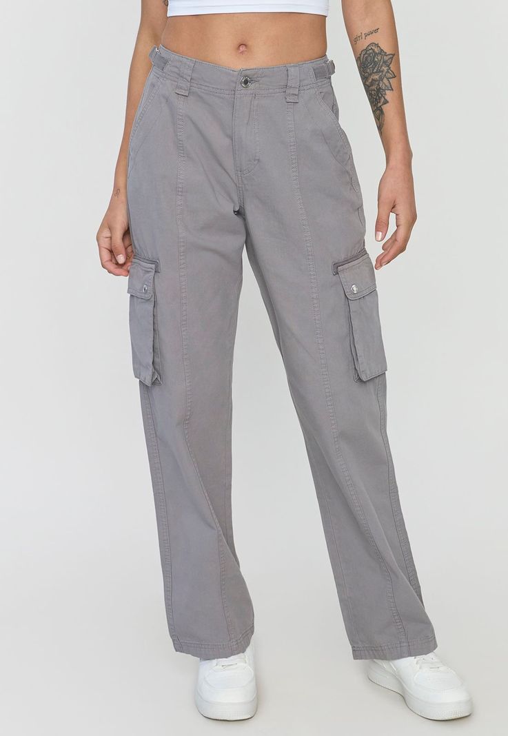 Pantalón Mujer Cargo Ajustable Verde Gris Claro Corona-1