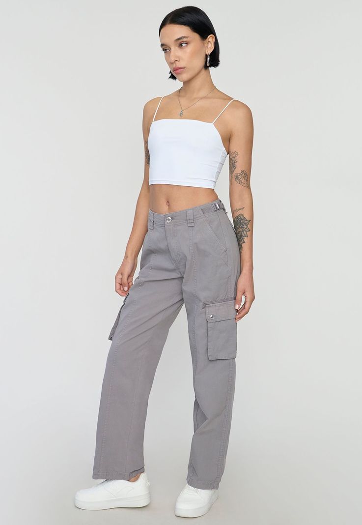 Pantalón Mujer Cargo Ajustable Verde Gris Claro Corona-3