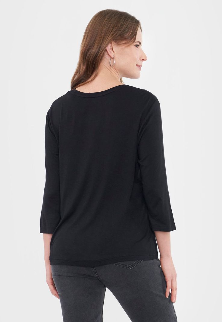 Polera Mujer Manga Larga Print Negro Corona-1