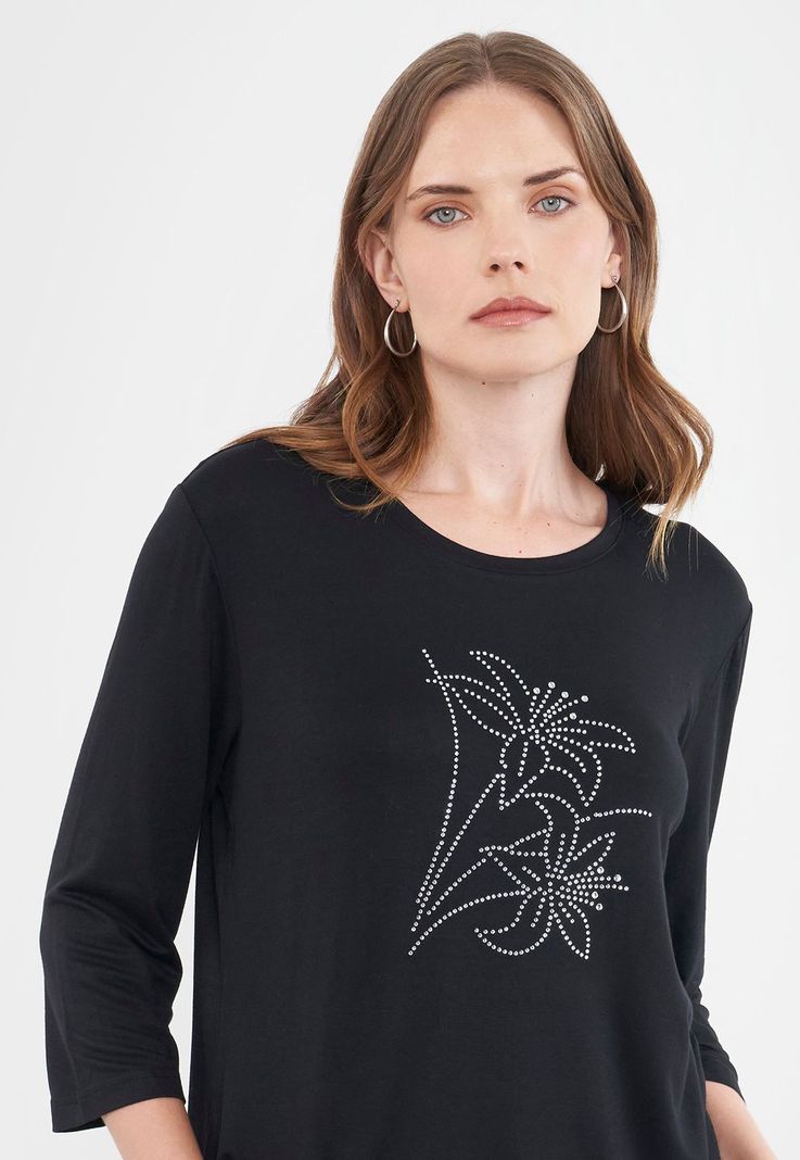 Polera Mujer Manga Larga Print Negro Corona-2