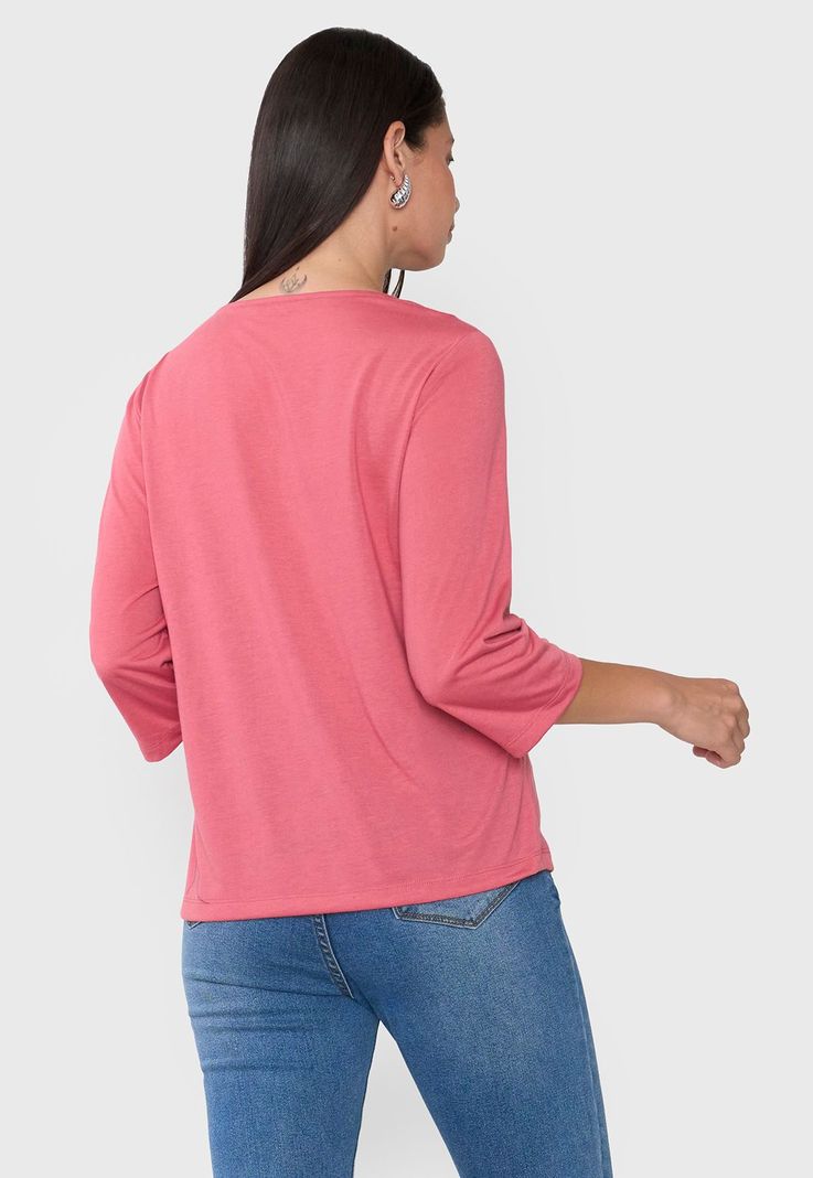 Polera Mujer Manga 3/4 Macramé Coral Corona-1