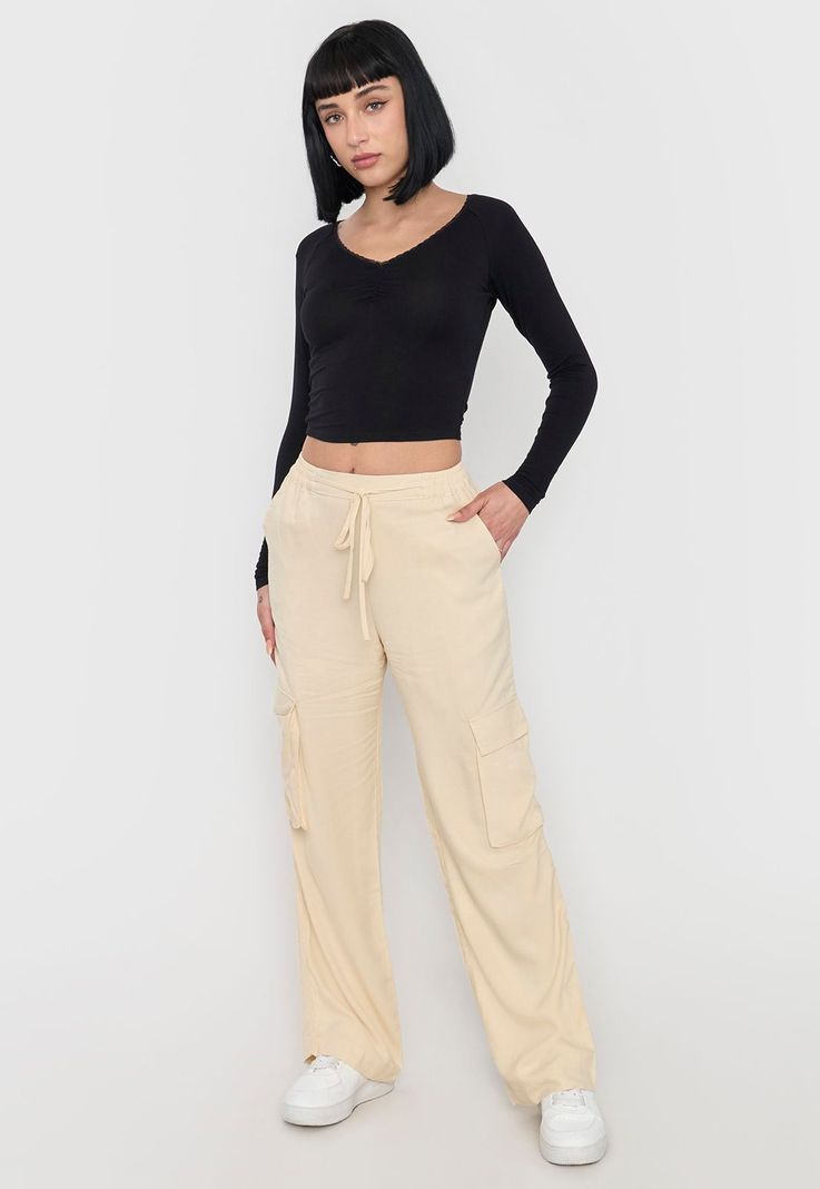 Pantalón Mujer Cargo Elasticado Beige Corona-0