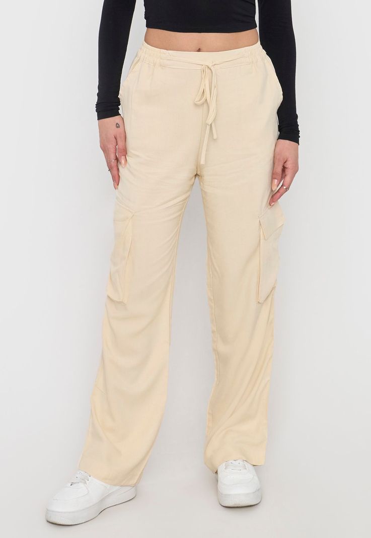 Pantalón Mujer Cargo Elasticado Beige Corona-1