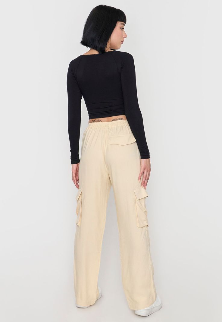 Pantalón Mujer Cargo Elasticado Beige Corona-2
