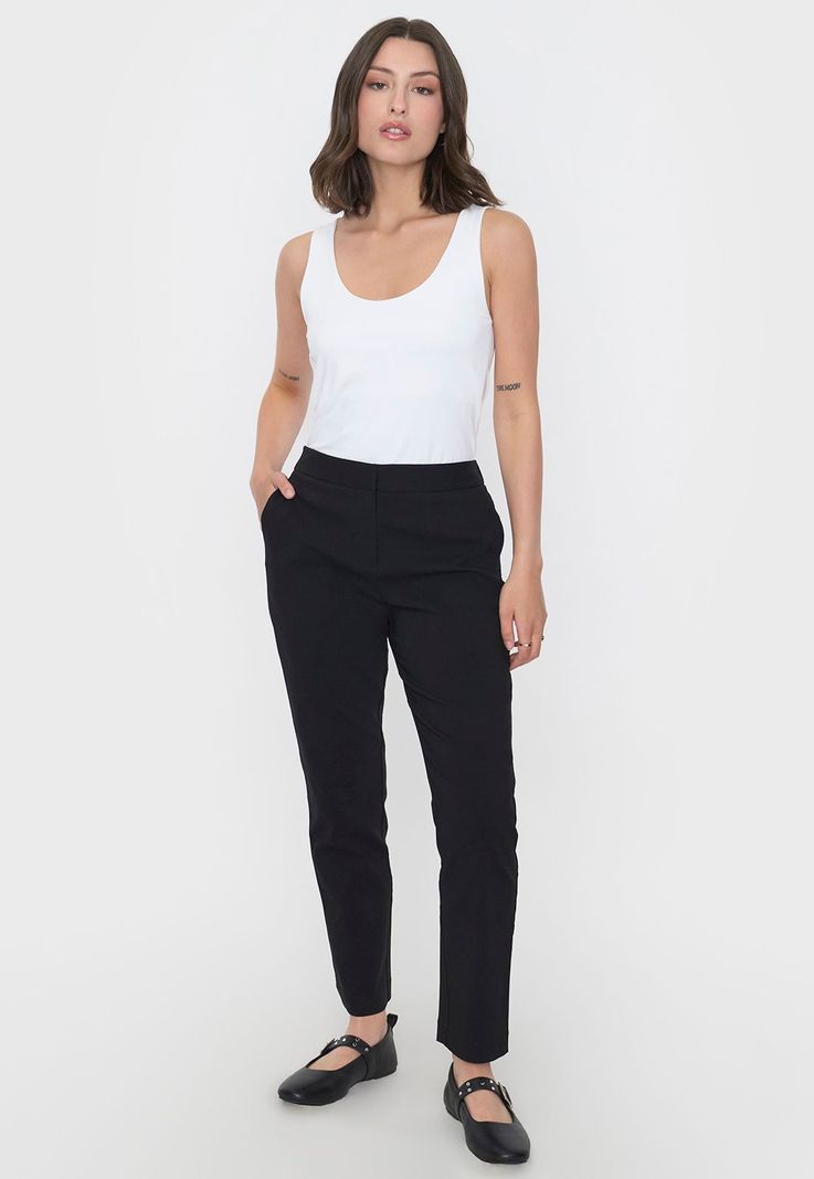 Pantalón Mujer Básico Negro Liso Corona-0