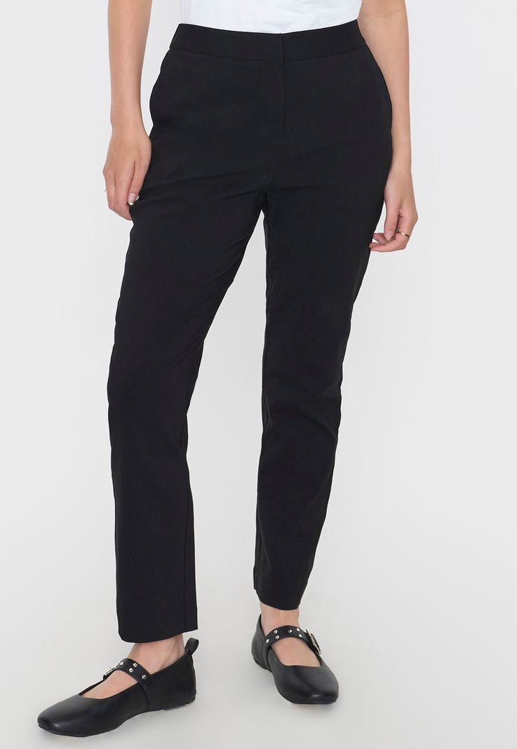Pantalón Mujer Básico Negro Liso Corona-1