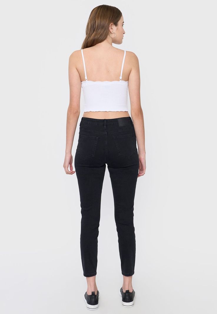 Jeans Mujer Skinny Fit Roturas Negro Corona-2