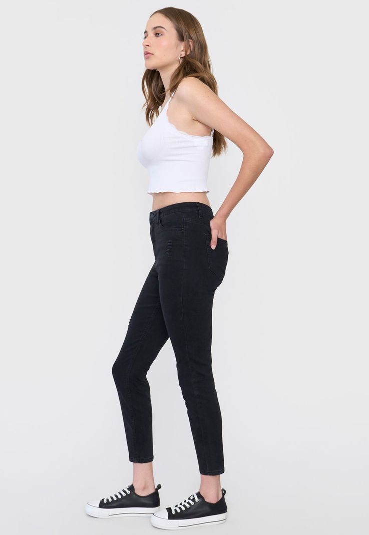 Jeans Mujer Skinny Fit Roturas Negro Corona-3