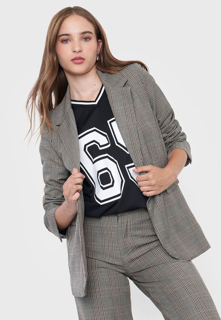 Blazer Negro Mujer Checks Corona-0