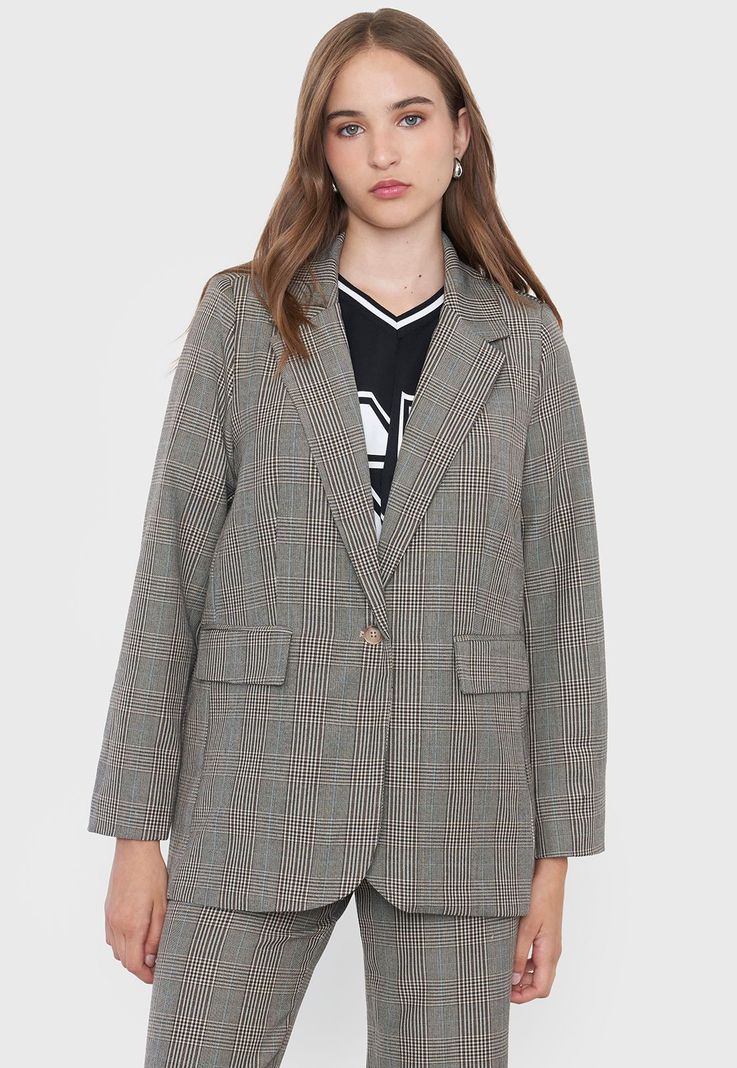 Blazer Negro Mujer Checks Corona-2