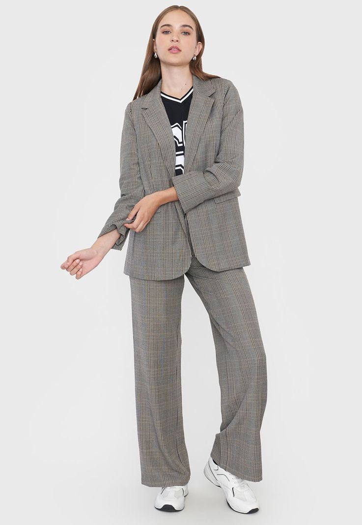 Blazer Negro Mujer Checks Corona-3