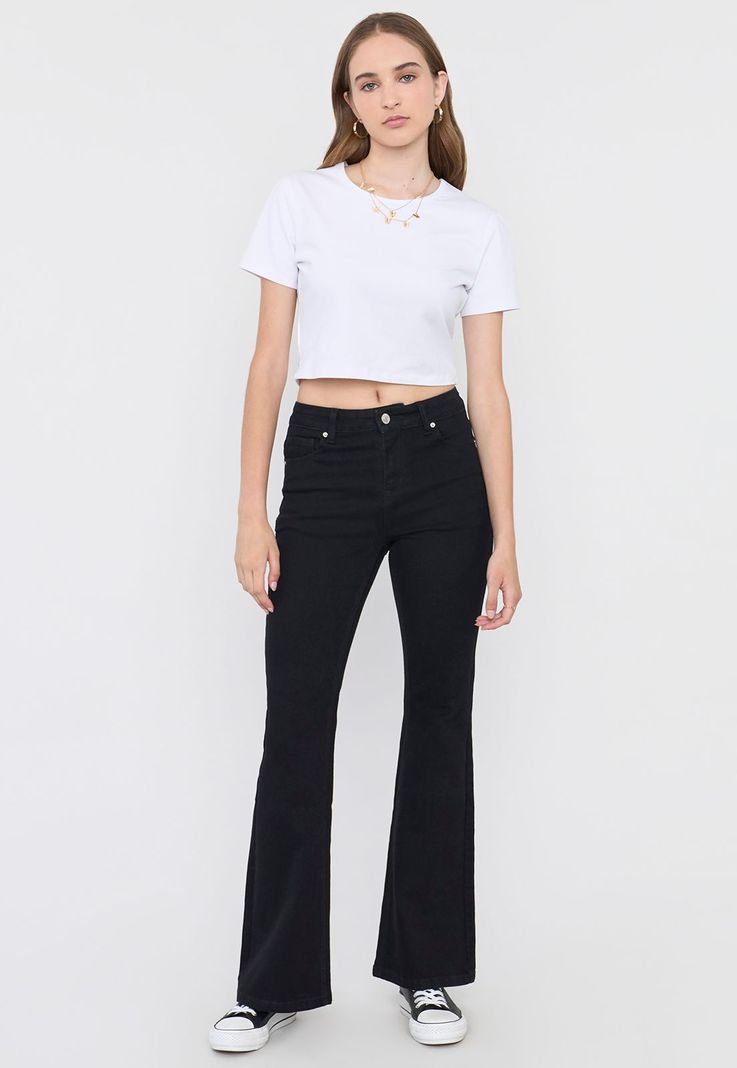Jeans Mujer Flare Fit Negro Corona-0