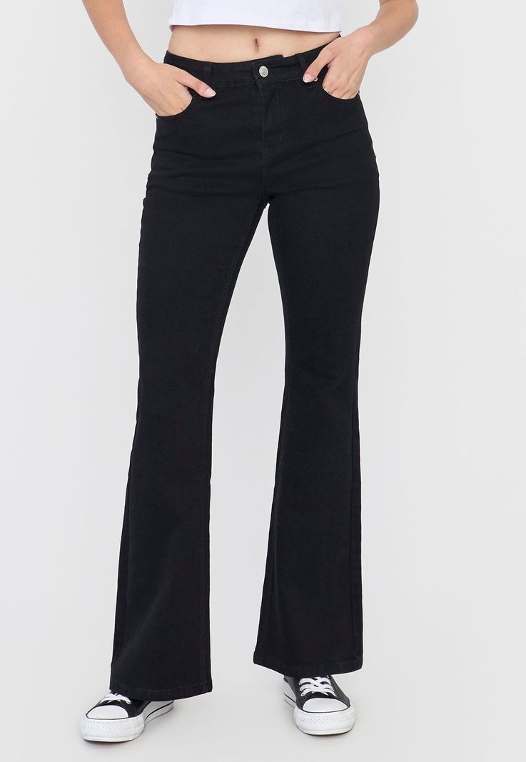 Jeans Mujer Flare Fit Negro Corona-1