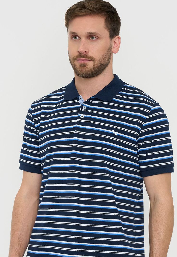 Polera Hombre Piqué Rayas Navy Corona-2