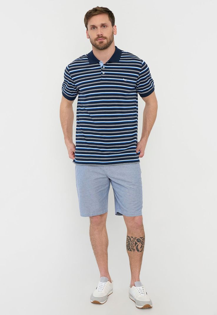 Polera Hombre Piqué Rayas Navy Corona-3