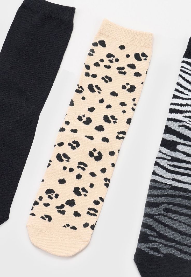 Calcetines Mujer Tripack Mix Animal Print Negro Corona-3