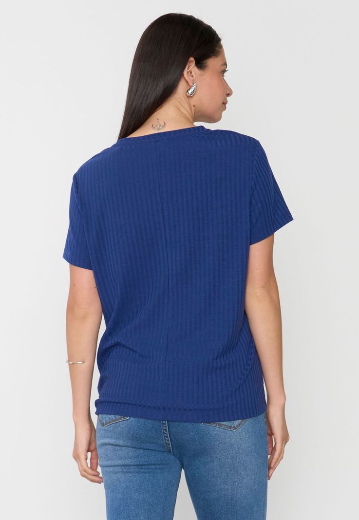 Polera Mujer Rib Básica Manga Corta Navy Corona-1