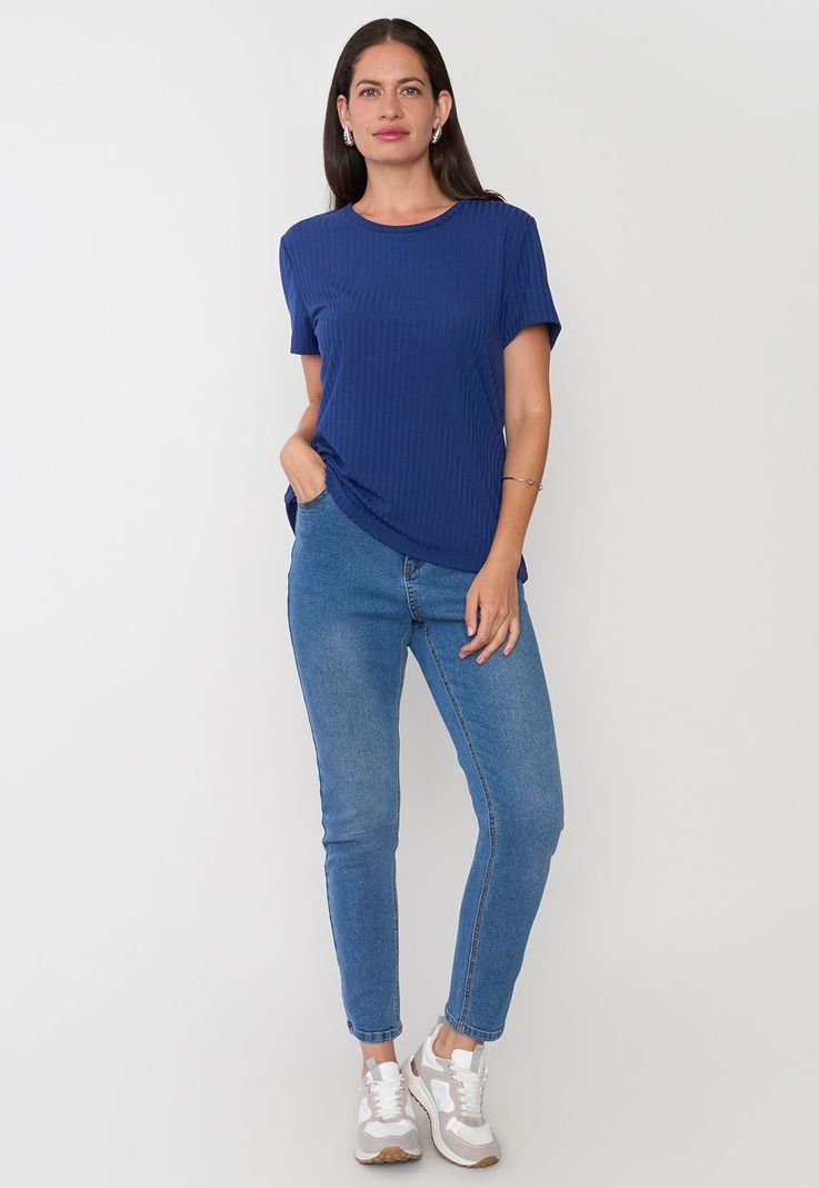 Polera Mujer Rib Básica Manga Corta Navy Corona-3