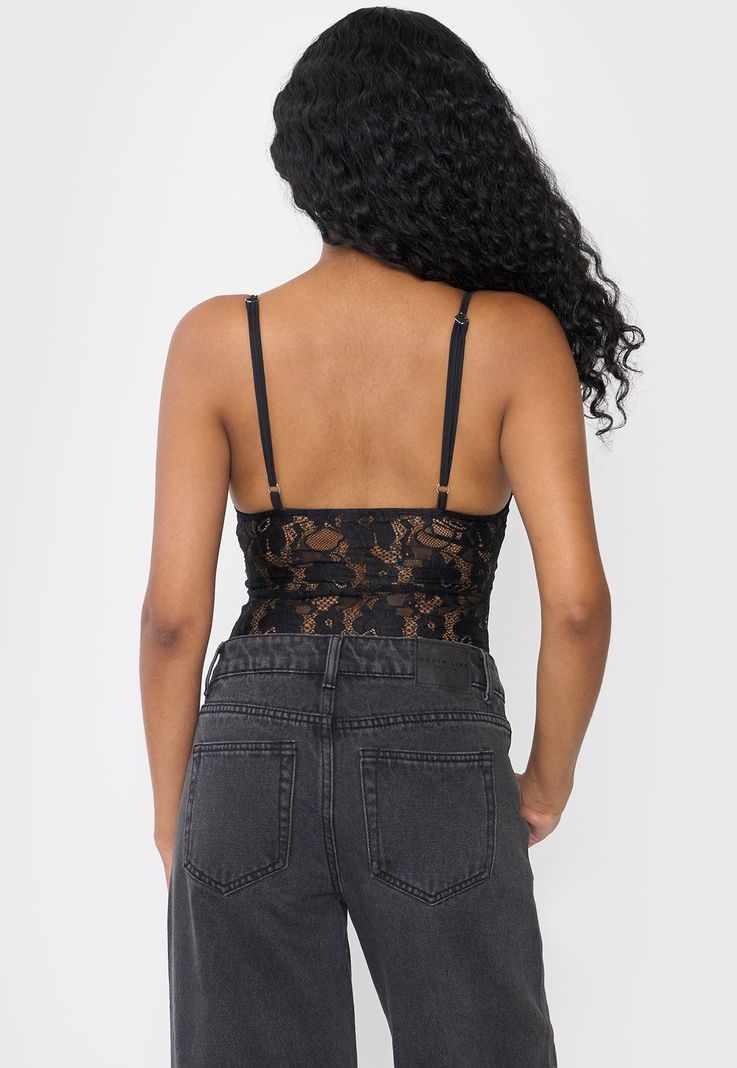 Body Mujer Negro Encaje Corona-1