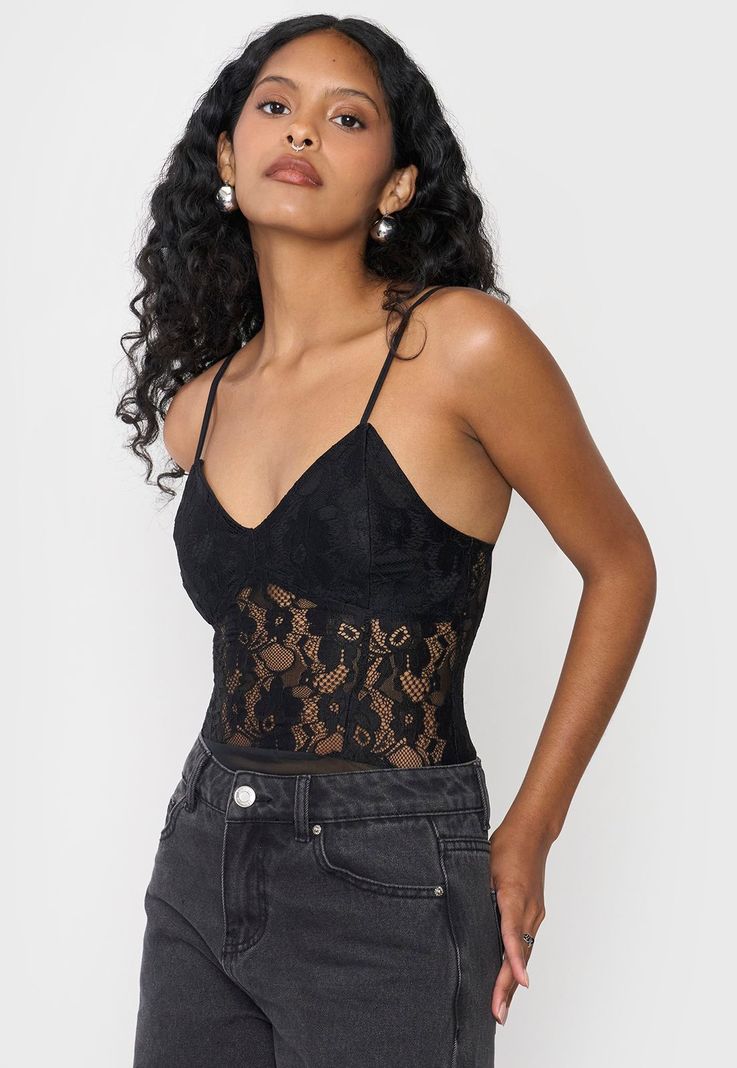 Body Mujer Negro Encaje Corona-2