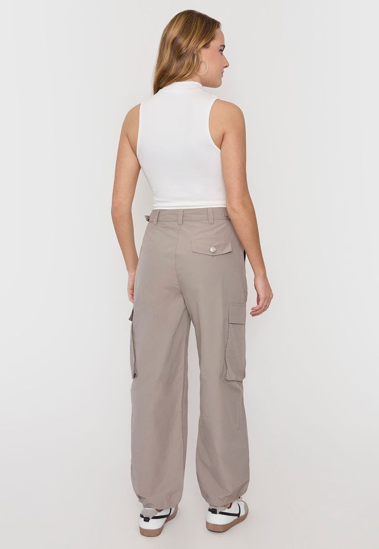 Pantalón Mujer Parachute Cargo Ajustable Gris Corona-2