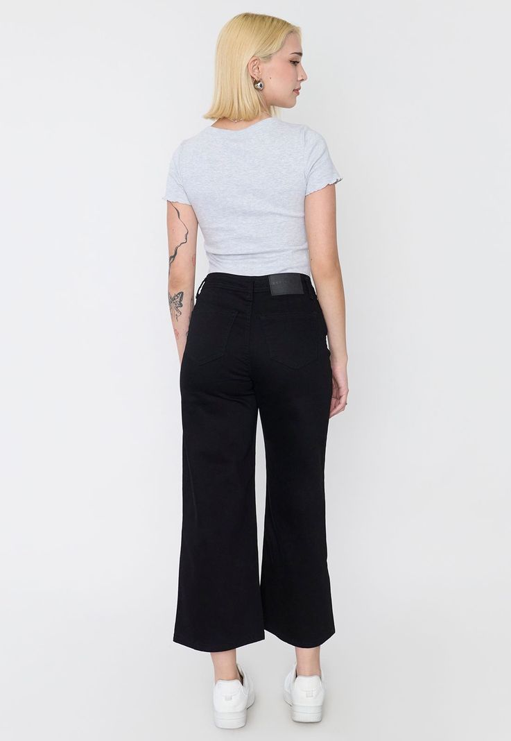 Jeans Mujer Culotte Fit Negro 5 Bolsillos Corona-2