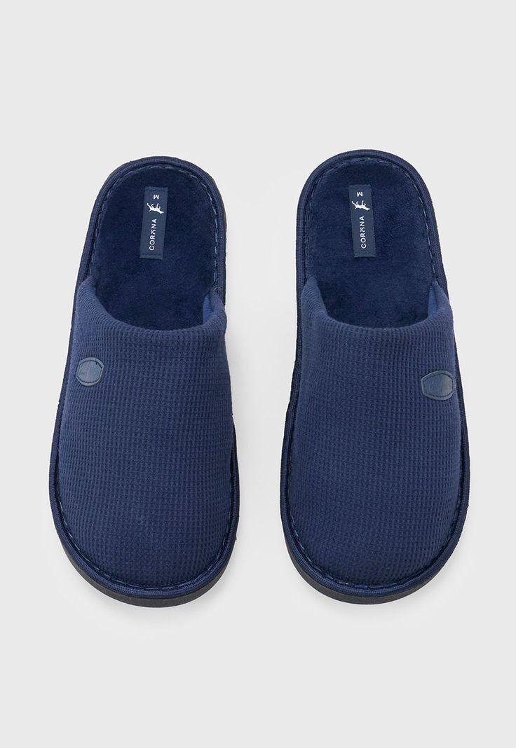 Pantufla Hombre Básica Azul Corona-2