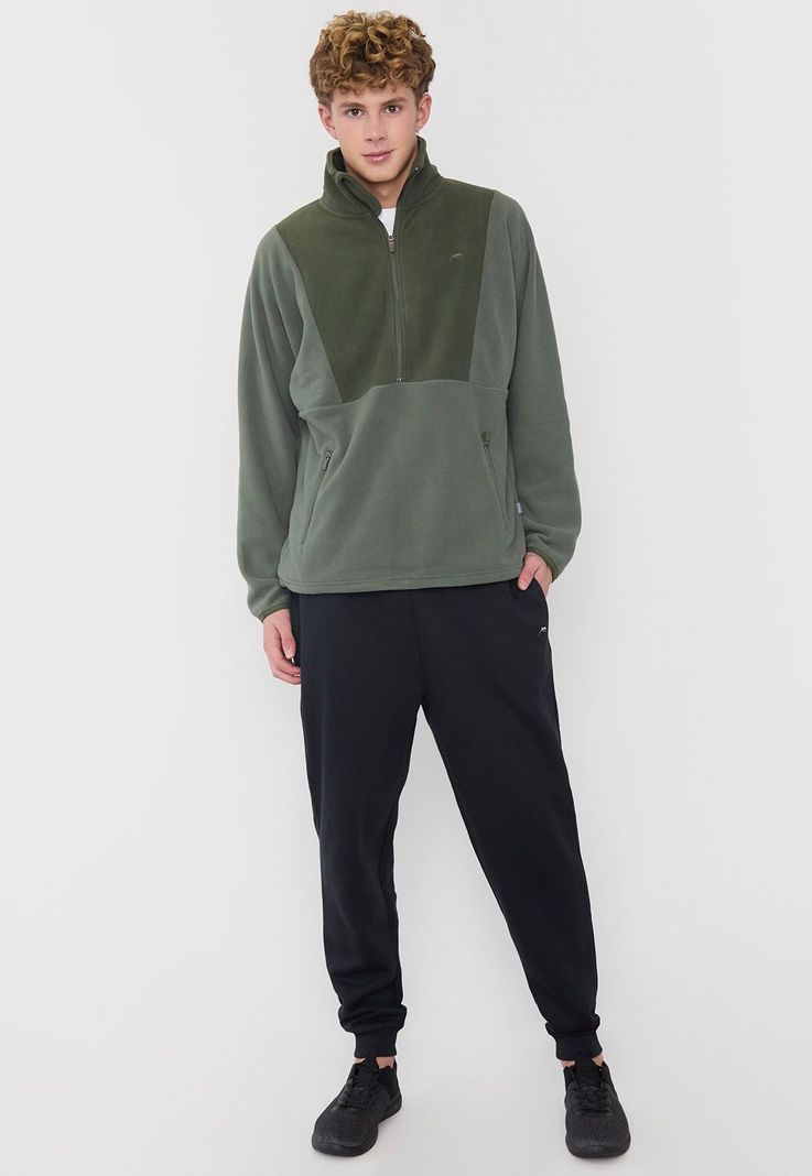 Polerón Hombre Deportivo Detalles Gris/Verde Corona-3