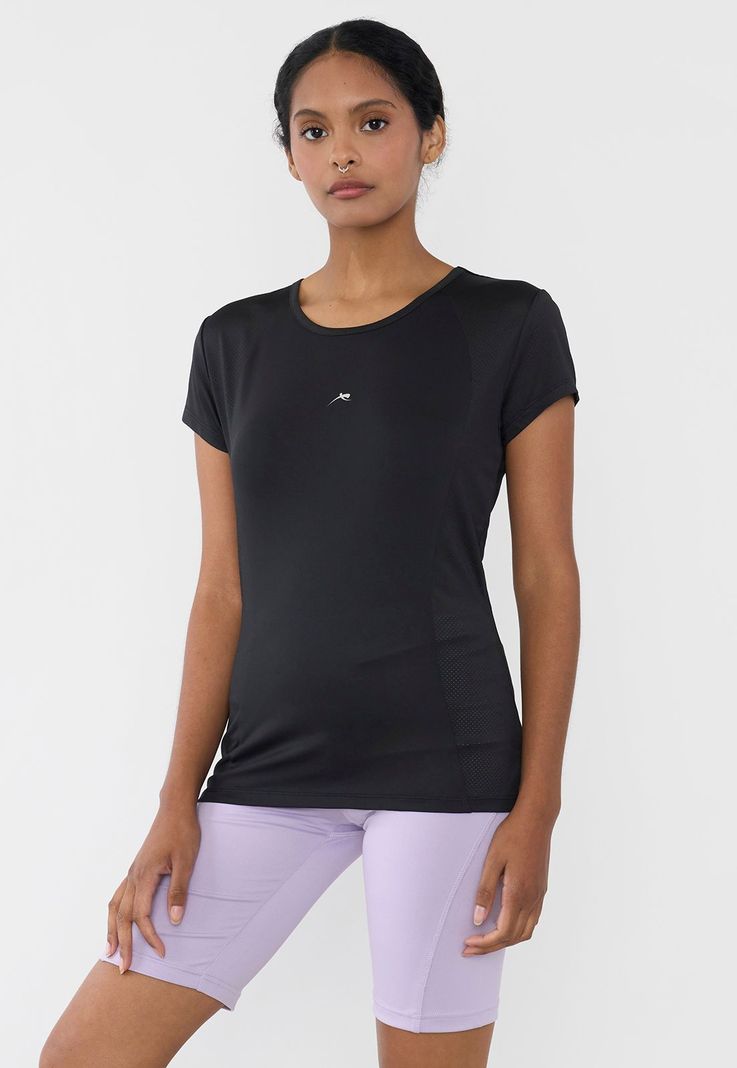 Polera Mujer Deportiva Cortes Negro Corona-0