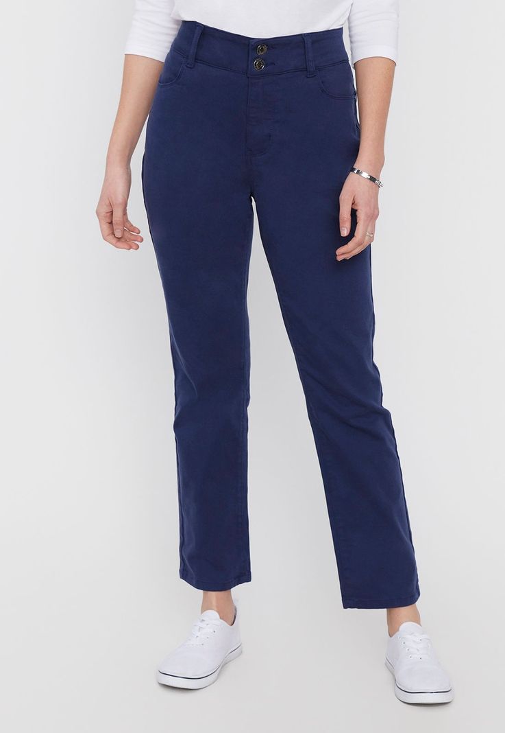 Jeans Mujer Color 2 Botones Push Up Azul Corona-1