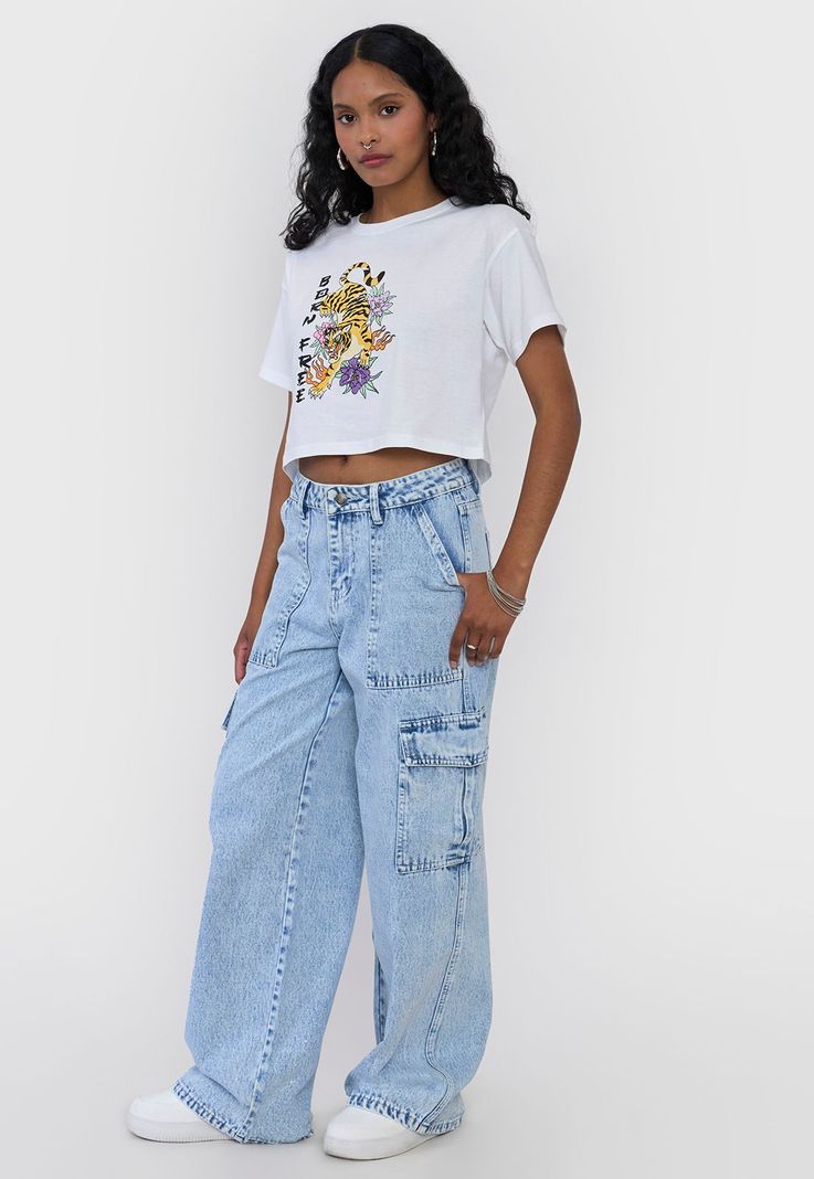 Polera Mujer Fun Manga Corta Blanco Crop Corona-3