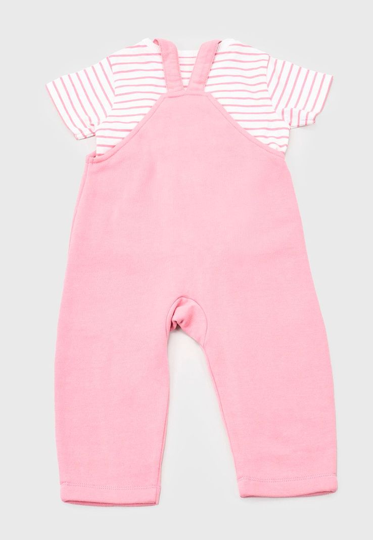Jardinera + Polera Bebe Niña Rosado Corona-1