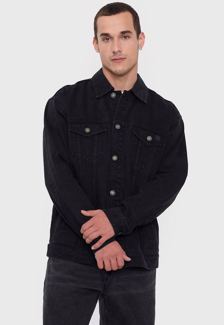 Chaqueta Hombre Negro Denim Corona-1