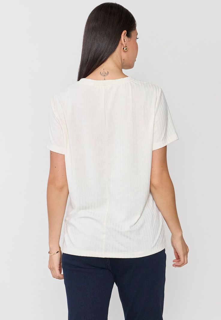 Polera Mujer Rib Básica Manga Corta Blanco Corona-1