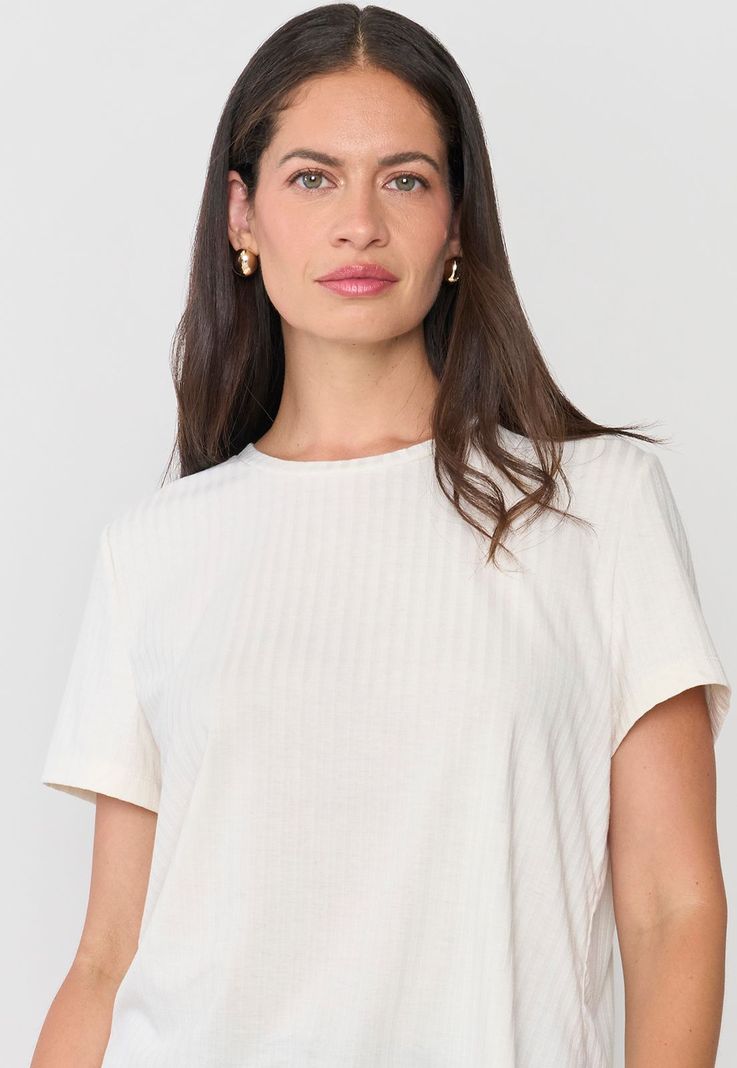 Polera Mujer Rib Básica Manga Corta Blanco Corona-2