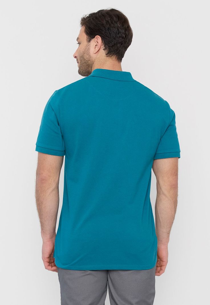 Polera Hombre Piqué Bolsillo Petrol Corona-1