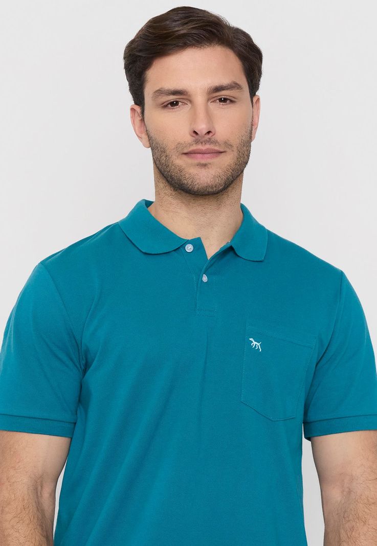 Polera Hombre Piqué Bolsillo Petrol Corona-2