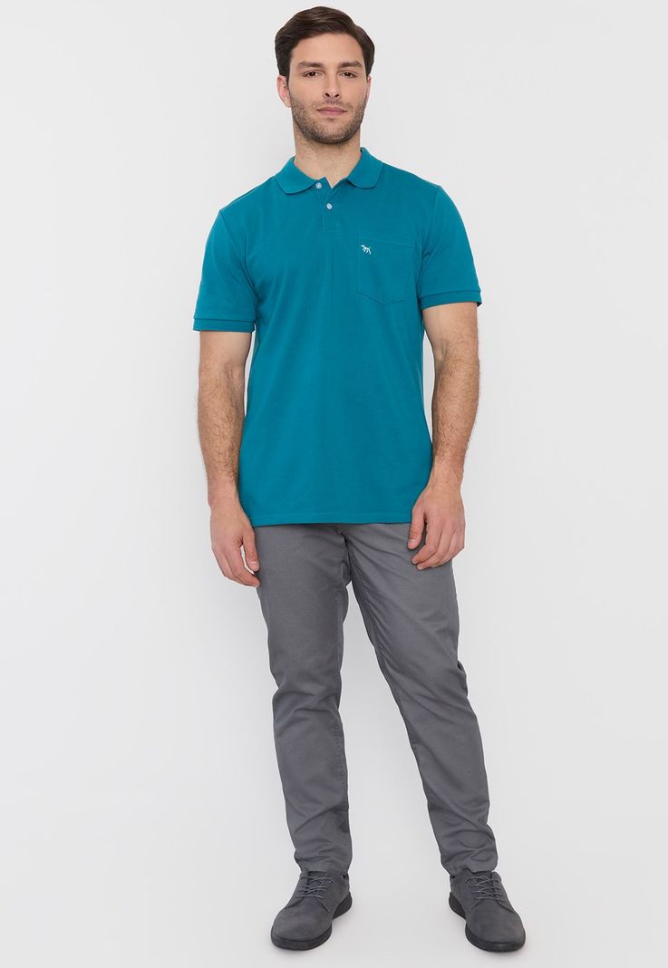 Polera Hombre Piqué Bolsillo Petrol Corona-3