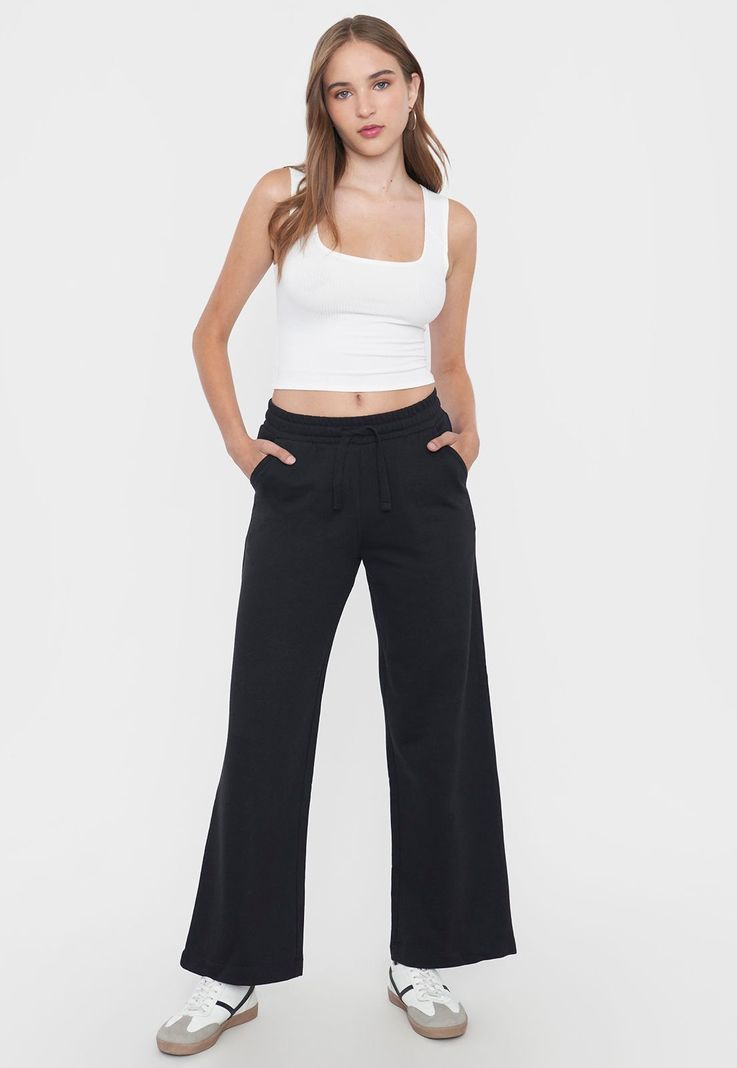 Pantalón Mujer Buzo Color Negro Corona-0