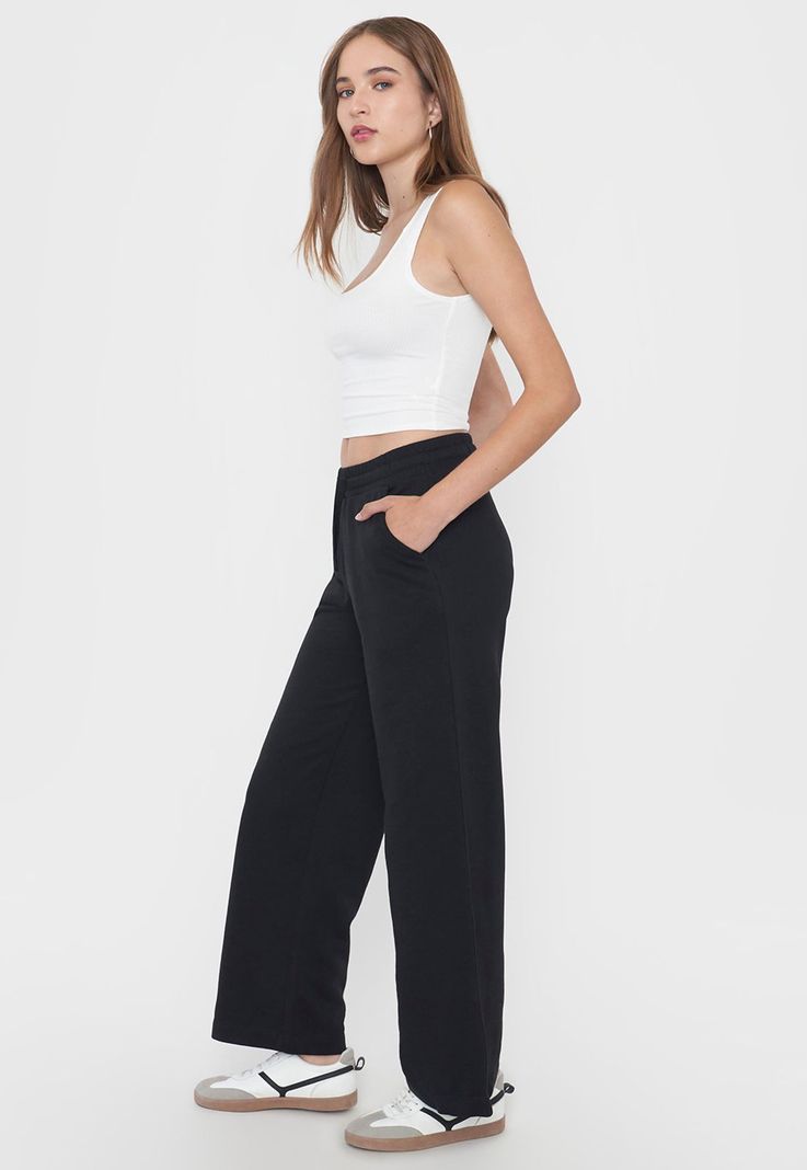 Pantalón Mujer Buzo Color Negro Corona-3